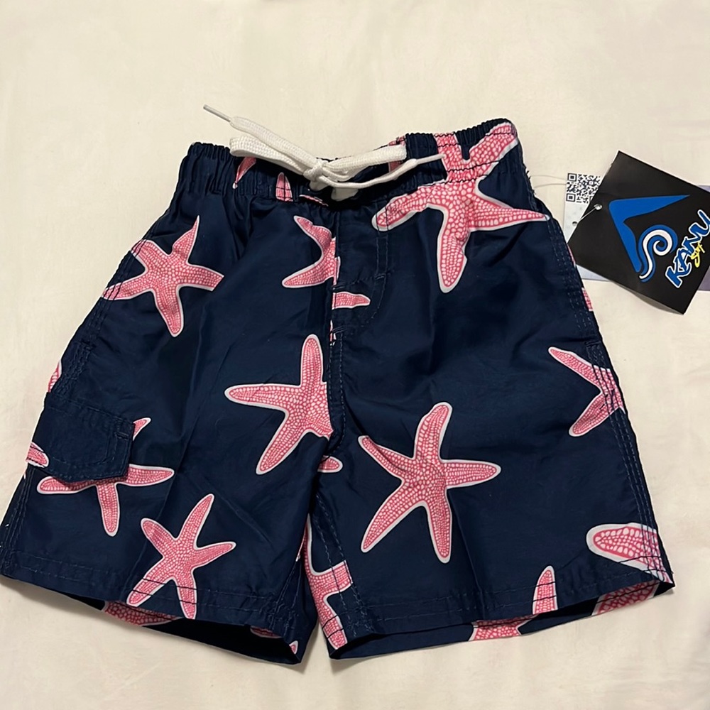 Kanu Surf navy/pink starfish swim trunks